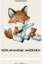 Foxie-Karte: Schlafanzug anziehen