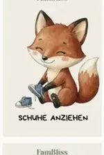 Foxie-Karte: Schuhe anziehen